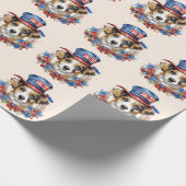 Patriottische Puppy 4 juli Verenigde Staten Onafha Cadeaupapier (Hoek)