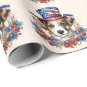 Patriottische Puppy 4 juli Verenigde Staten Onafha Cadeaupapier (Rol Hoek)
