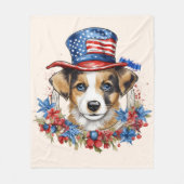 Patriottische Puppy 4 juli Verenigde Staten Onafha Fleece Deken (Voorkant)