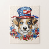 Patriottische Puppy 4 juli Verenigde Staten Onafha Legpuzzel (Verticaal)