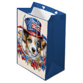 Patriottische Puppy 4 juli Verenigde Staten Onafha Medium Cadeauzakje (Voorkant Gekanteld)