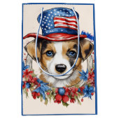 Patriottische Puppy 4 juli Verenigde Staten Onafha Medium Cadeauzakje (Voorkant)