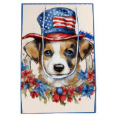 Patriottische Puppy 4 juli Verenigde Staten Onafha Medium Cadeauzakje (Achterkant)