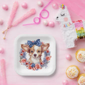 Patriottische Puppy 4 juli Verenigde Staten Onafha Papieren Bordje (Feest)