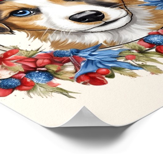 Patriottische Puppy 4 juli Verenigde Staten Onafha Poster (Hoek)