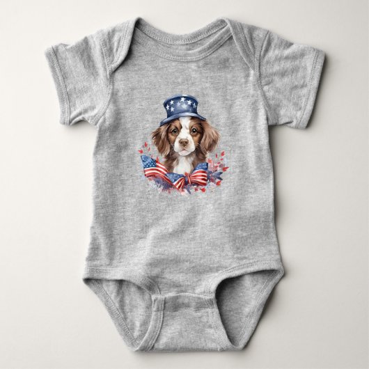 Patriottische Puppy 4 juli Verenigde Staten Onafha Romper (Voorkant)