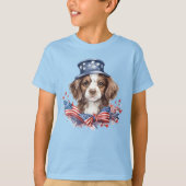Patriottische Puppy 4 juli Verenigde Staten Onafha T-shirt (Voorkant)