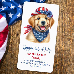 Patriottische puppy hond Rood Wit Blauw Terugkeer Etiket