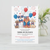 Patriottische pups 4 juli kaart (Staand voorkant)