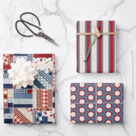 Patriottische Quilt Wrapping Paper Set
