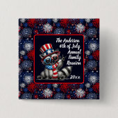  Patriottische Raccoon 4 juli Partij Vierkante Button 5,1 Cm (Voorkant)