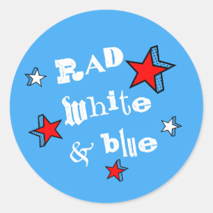 Patriottische Rad White en Blue Star Nostalgic Ronde Sticker