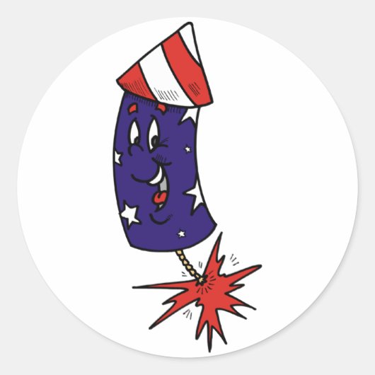 Patriottische raket ronde sticker (Voorkant)