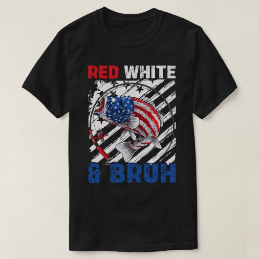 Patriottische Red White & Bruh Amerika Vis 4 juli T-shirt (Design voorkant)