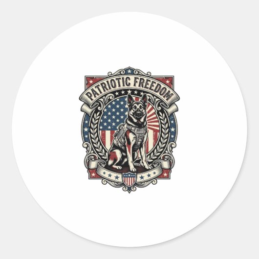 Patriottische Reddingshond Ronde Sticker (Voorkant)