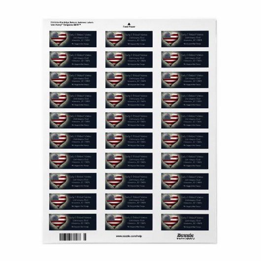 Patriottische retourlabels etiket (Full Sheet)
