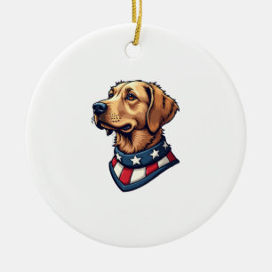 Patriottische Retriever Mascotte Vintage Hond T-sh Keramisch Ornament