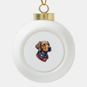 Patriottische Retriever Mascotte Vintage Hond T-sh Keramische Bal Ornament