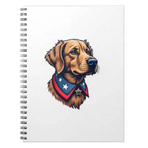 Patriottische Retriever Mascotte Vintage Hond T-sh Notitieboek
