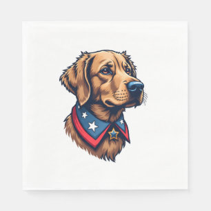 Patriottische Retriever Mascotte Vintage Hond T-sh Servet