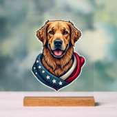 Patriottische Retriever trots vintage hond shirt 4 Acryl Bord (Neutraal)