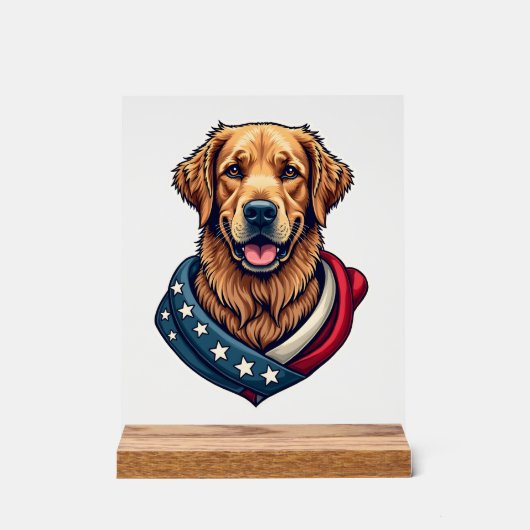 Patriottische Retriever trots vintage hond shirt 4 Acryl Bord (Voorkant)