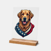 Patriottische Retriever trots vintage hond shirt 4 Acryl Bord (Hoek)