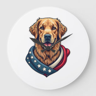 Patriottische Retriever trots vintage hond shirt 4 Grote Klok