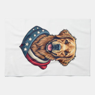 Patriottische Retriever trots vintage hond shirt 4 Theedoek