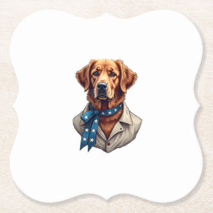 Patriottische Retriever trots vintage hond shirt Kartonnen Onderzetters