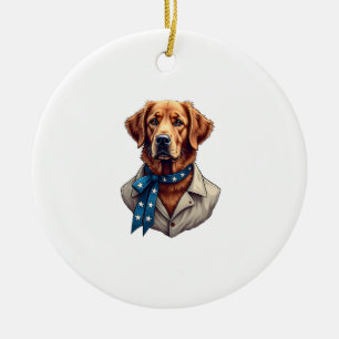 Patriottische Retriever Trots Vintage Hond Shirt Keramisch Ornament