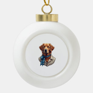 Patriottische Retriever Trots Vintage Hond Shirt Keramische Bal Ornament