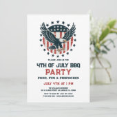Patriottische Retro Amerikaanse Adelaar BBQ Uitnod Kaart (Staand voorkant)
