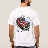 Patriottische Retro Auto Kunst T-shirt (Achterkant)