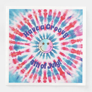 Patriottische Retro Hippie 4 juli Papier Napkin Servet