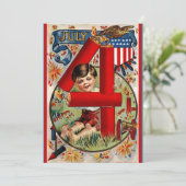 Patriottische Retro  USA 4 juli Feestdagenkaart (Staand voorkant)