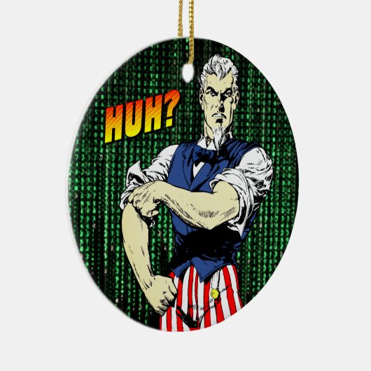 Patriottische Retro Whimsy: Uncle Sam's Roll-Up Sl Keramisch Ornament (Rechts)