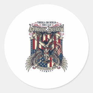 Patriottische Revolutionaire Oorlog Skelet Donkere Ronde Sticker