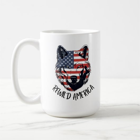 Patriottische Rewild America Wolf Koffiemok (Links)