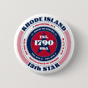 Patriottische Rhode Island Circle met State Detail Ronde Button 5,7 Cm