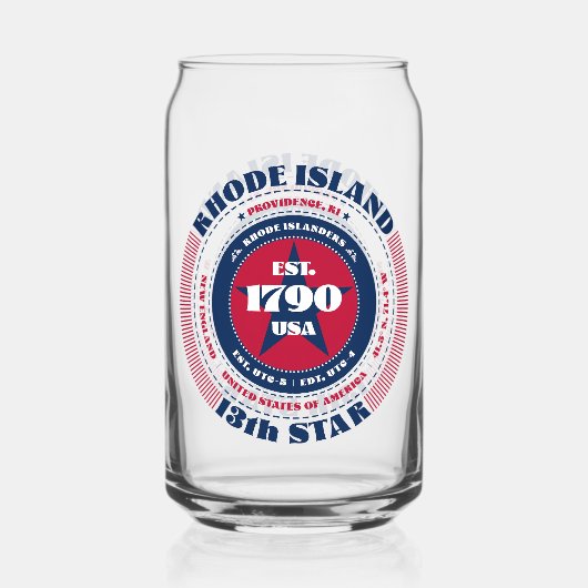 Patriottische Rhode Island Typografie Drinkware Se Blikvorm Glas (Voorkant)