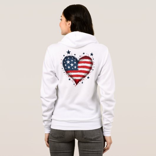 Patriottische rits hoodie met hartvormige Amerikaa (Achterkant volledig)