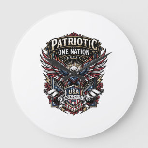 Patriottische Rock Eagle Crest Muziek Rock Metaal  Grote Klok