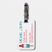 Patriottische Rocket Pop Juli 4e Fireworks Monogra Bagagelabel (Achterkant verticaal)