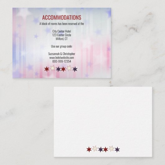 Patriottische rode, blauwe achtergrondstrook onder informatiekaartje (Voorkant / Achterkant)