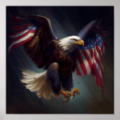 Patriottische rode Blauwe Eagle 4 juli Fun Art Poster (Voorkant)