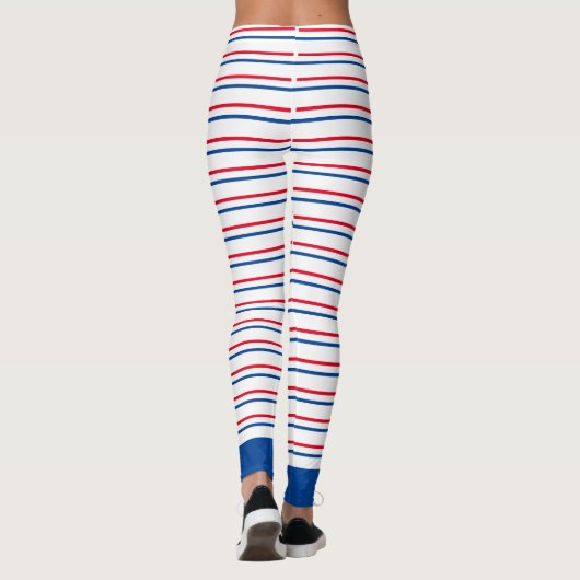 Patriottische rode, blauwe, gestreept Leggings (Achterkant)