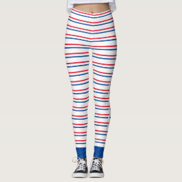 Patriottische rode, blauwe, gestreept Leggings