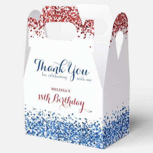 Patriottische rode blauwe glitter Birthday Party Bedankdoosjes (Geopend)