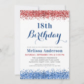 Patriottische rode blauwe glitter Birthday Party Kaart (Voorkant)